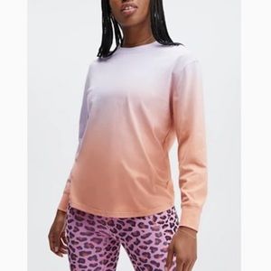 Fabletics Boyfriend Long-Sleeve Tee, Hazy Iris/Pink Tint Dip Dye, XXS